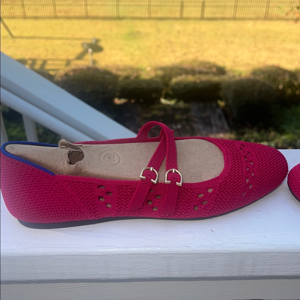 Rothys rouge crochet Double Buckle Mary Jane Women's Flats  size 8 - Picture 4 of 6